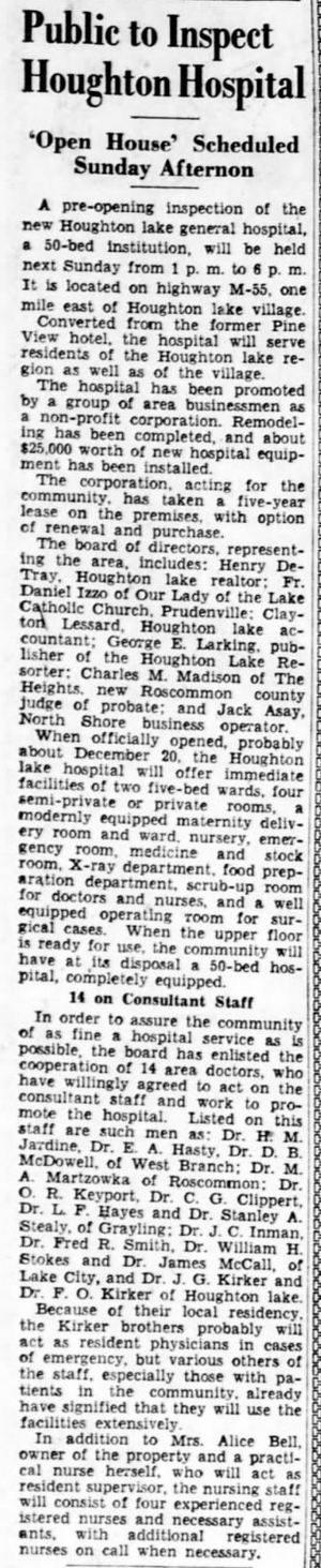 Pine View Hotel - Dec 1948 Article On Hospital